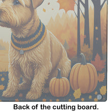 Load image into Gallery viewer, Lakeland Terrier Fall Glass Cutting Boards – Durable, Decorative Kitchen Art Large