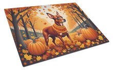 Load image into Gallery viewer, Red Miniature Pinscher Fall Glass Cutting Boards – Durable, Decorative Kitchen Art Large