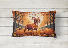 Load image into Gallery viewer, Red Miniature Pinscher Fall Fabric Decorative Pillow