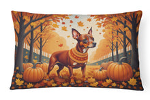 Load image into Gallery viewer, Red Miniature Pinscher Fall Fabric Decorative Pillow