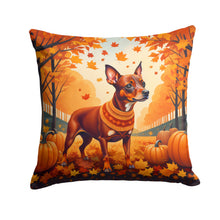 Load image into Gallery viewer, Red Miniature Pinscher Fall Throw Pillow - 14x14 Decorative Pillow – Art for Your Home &amp; Patio