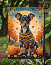 Load image into Gallery viewer, Miniature Pinscher Fall Garden Flag – Dog Surrounded by Pumpkins &amp; Autumn Leaves