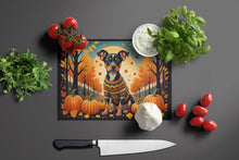 Load image into Gallery viewer, Miniature Pinscher Fall Glass Cutting Boards – Durable, Decorative Kitchen Art Large