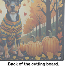 Load image into Gallery viewer, Miniature Pinscher Fall Glass Cutting Boards – Durable, Decorative Kitchen Art Large
