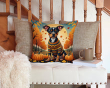 Load image into Gallery viewer, Miniature Pinscher Fall Throw Pillow - 14x14 Decorative Pillow – Art for Your Home &amp; Patio