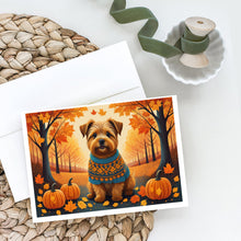 Load image into Gallery viewer, Norfolk Terrier Fall Greeting Cards -  Blank Note Cards – 8-Pack of Artist-Designed Cards with Envelopes