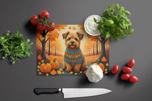 Load image into Gallery viewer, Norfolk Terrier Fall Glass Cutting Boards – Durable, Decorative Kitchen Art Large