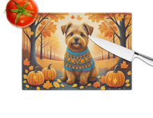 Load image into Gallery viewer, Norfolk Terrier Fall Glass Cutting Boards – Durable, Decorative Kitchen Art Large