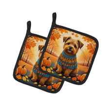 Load image into Gallery viewer, Norfolk Terrier Fall Pot Holders - Set of 2 Decorative Kitchen Helpers | Made in the USA