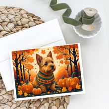 Load image into Gallery viewer, Norwich Terrier Fall Greeting Cards -  Blank Note Cards – 8-Pack of Artist-Designed Cards with Envelopes
