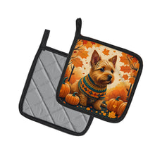 Load image into Gallery viewer, Norwich Terrier Fall Pot Holders - Set of 2 Decorative Kitchen Helpers | Made in the USA
