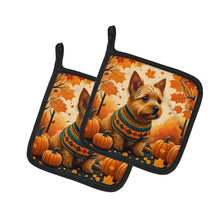 Load image into Gallery viewer, Norwich Terrier Fall Pot Holders - Set of 2 Decorative Kitchen Helpers | Made in the USA
