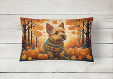Load image into Gallery viewer, Norwich Terrier Fall Fabric Decorative Pillow