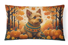 Load image into Gallery viewer, Norwich Terrier Fall Fabric Decorative Pillow