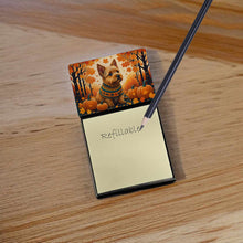 Load image into Gallery viewer, Norwich Terrier Fall Sticky Note Holder- Refiilable Desk Accessory Note Pad