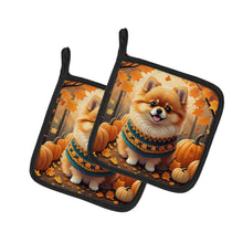 Load image into Gallery viewer, Pomeranian Fall Pot Holders - Set of 2 Decorative Kitchen Helpers | Made in the USA