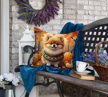 Load image into Gallery viewer, Pomeranian Fall Fabric Decorative Pillow