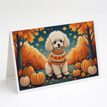 Load image into Gallery viewer, Poodle Fall Greeting Cards -  Blank Note Cards – 8-Pack of Artist-Designed Cards with Envelopes