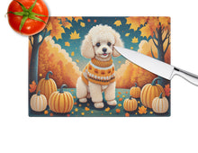 Load image into Gallery viewer, Poodle Fall Glass Cutting Boards – Durable, Decorative Kitchen Art Large