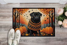 Load image into Gallery viewer, Black Pug Fall Doormat -  18x27 Decorative Floor Mat – Indoor/Outdoor Rug