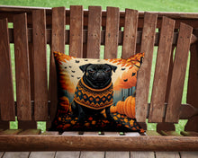 Load image into Gallery viewer, Black Pug Fall Throw Pillow - 14x14 Decorative Pillow – Art for Your Home &amp; Patio