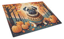 Load image into Gallery viewer, Fawn Pug Fall Glass Cutting Boards – Durable, Decorative Kitchen Art Large
