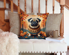 Load image into Gallery viewer, Fawn Pug Fall Throw Pillow - 14x14 Decorative Pillow – Art for Your Home &amp; Patio