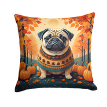 Load image into Gallery viewer, Fawn Pug Fall Throw Pillow - 14x14 Decorative Pillow – Art for Your Home &amp; Patio