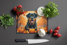 Load image into Gallery viewer, Rottweiler Fall Glass Cutting Boards – Durable, Decorative Kitchen Art Large