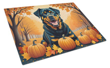 Load image into Gallery viewer, Rottweiler Fall Glass Cutting Boards – Durable, Decorative Kitchen Art Large