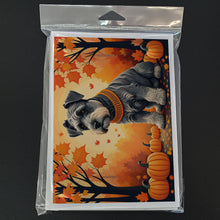 Load image into Gallery viewer, Schnauzer Fall Greeting Cards -  Blank Note Cards – 8-Pack of Artist-Designed Cards with Envelopes