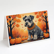 Load image into Gallery viewer, Schnauzer Fall Greeting Cards -  Blank Note Cards – 8-Pack of Artist-Designed Cards with Envelopes