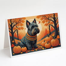 Load image into Gallery viewer, Scottish Terrier Fall Greeting Cards -  Blank Note Cards – 8-Pack of Artist-Designed Cards with Envelopes
