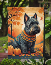 Load image into Gallery viewer, Scottish Terrier Fall Garden Flag – Dog Surrounded by Pumpkins &amp; Autumn Leaves