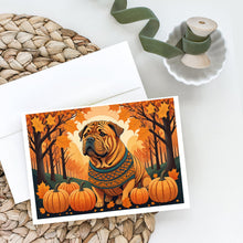Load image into Gallery viewer, Shar Pei Fall Greeting Cards -  Blank Note Cards – 8-Pack of Artist-Designed Cards with Envelopes