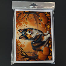 Load image into Gallery viewer, Sheltie Fall Greeting Cards -  Blank Note Cards – 8-Pack of Artist-Designed Cards with Envelopes