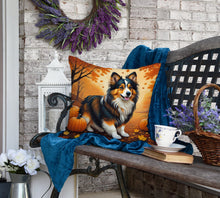 Load image into Gallery viewer, Sheltie Fall Fabric Decorative Pillow