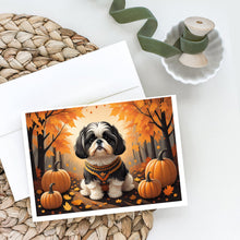Load image into Gallery viewer, Shih Tzu Fall Greeting Cards -  Blank Note Cards – 8-Pack of Artist-Designed Cards with Envelopes
