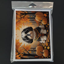 Load image into Gallery viewer, Shih Tzu Fall Greeting Cards -  Blank Note Cards – 8-Pack of Artist-Designed Cards with Envelopes
