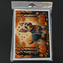 Load image into Gallery viewer, Silky Terrier Fall Greeting Cards -  Blank Note Cards – 8-Pack of Artist-Designed Cards with Envelopes