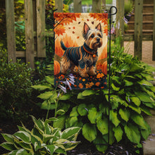 Load image into Gallery viewer, Silky Terrier Fall Garden Flag – Dog Surrounded by Pumpkins &amp; Autumn Leaves