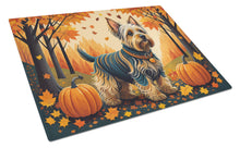 Load image into Gallery viewer, Silky Terrier Fall Glass Cutting Boards – Durable, Decorative Kitchen Art Large