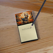 Load image into Gallery viewer, Silky Terrier Fall Sticky Note Holder- Refiilable Desk Accessory Note Pad