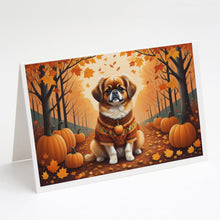 Load image into Gallery viewer, Tibetan Spaniel Fall Greeting Cards -  Blank Note Cards – 8-Pack of Artist-Designed Cards with Envelopes