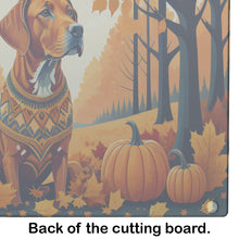 Load image into Gallery viewer, Vizsla Fall Glass Cutting Boards – Durable, Decorative Kitchen Art Large
