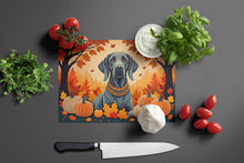 Load image into Gallery viewer, Weimaraner Fall Glass Cutting Boards – Durable, Decorative Kitchen Art Large