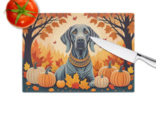 Load image into Gallery viewer, Weimaraner Fall Glass Cutting Boards – Durable, Decorative Kitchen Art Large