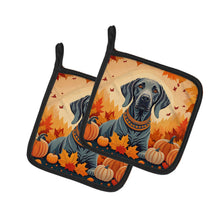 Load image into Gallery viewer, Weimaraner Fall Pot Holders - Set of 2 Decorative Kitchen Helpers | Made in the USA
