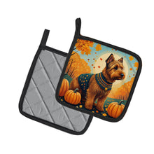 Load image into Gallery viewer, Welsh Terrier Fall Pot Holders - Set of 2 Decorative Kitchen Helpers | Made in the USA