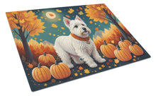 Load image into Gallery viewer, Westie Fall Glass Cutting Boards – Durable, Decorative Kitchen Art Large